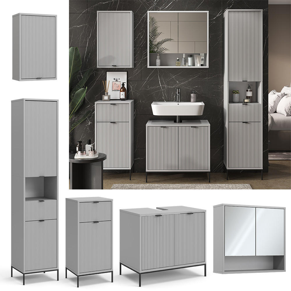 BADMÖBEL-SET Eliza Grau 5 Teile - Grau, Holzwerkstoff (70/63/45cm) - Vicco