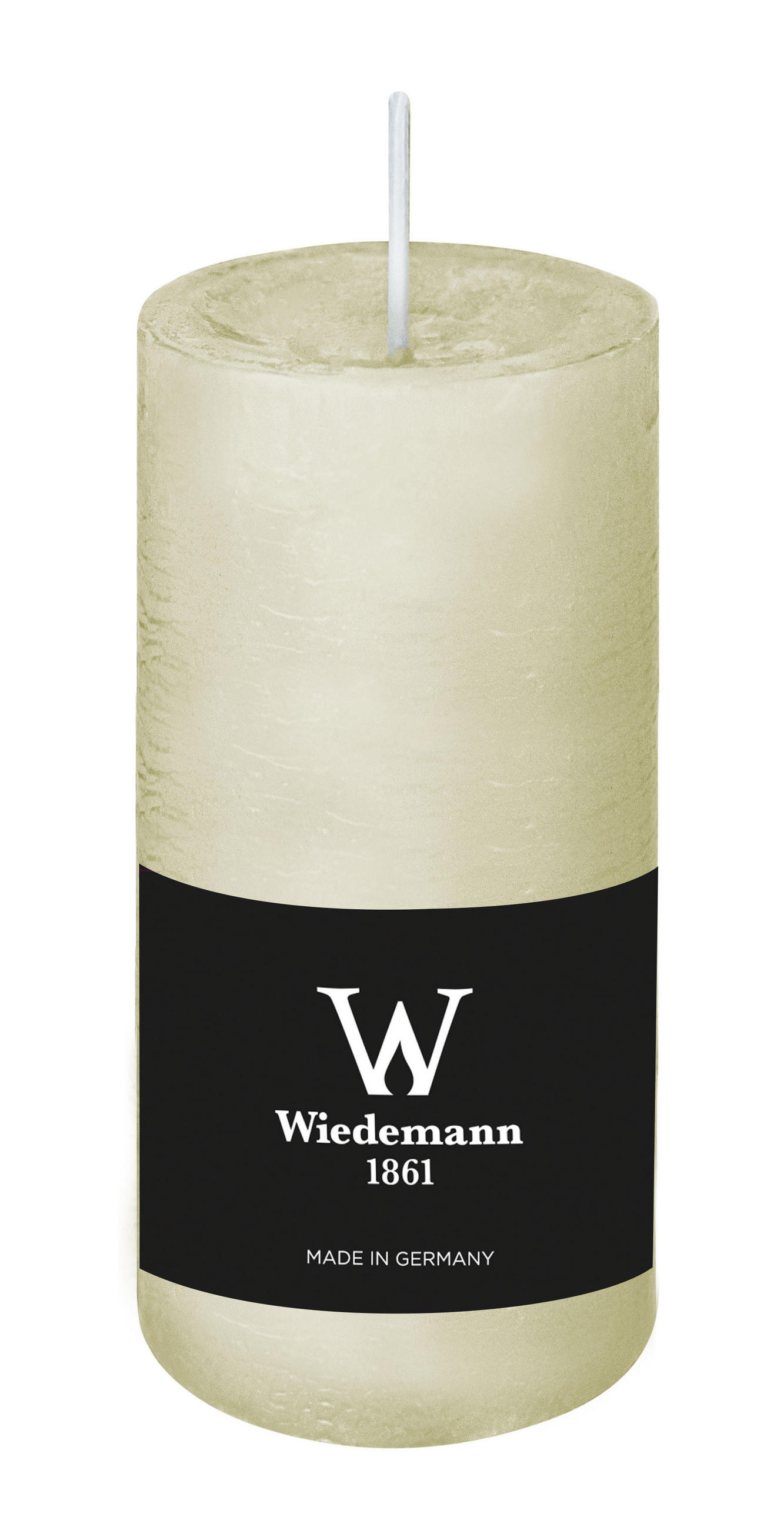 STUMPENKERZE Rustik Marble Style Elfenbein 120 x Ø 58 mm, 1 Stück - Beige, Paraffin (12cm) - Wiedemann Kerzen