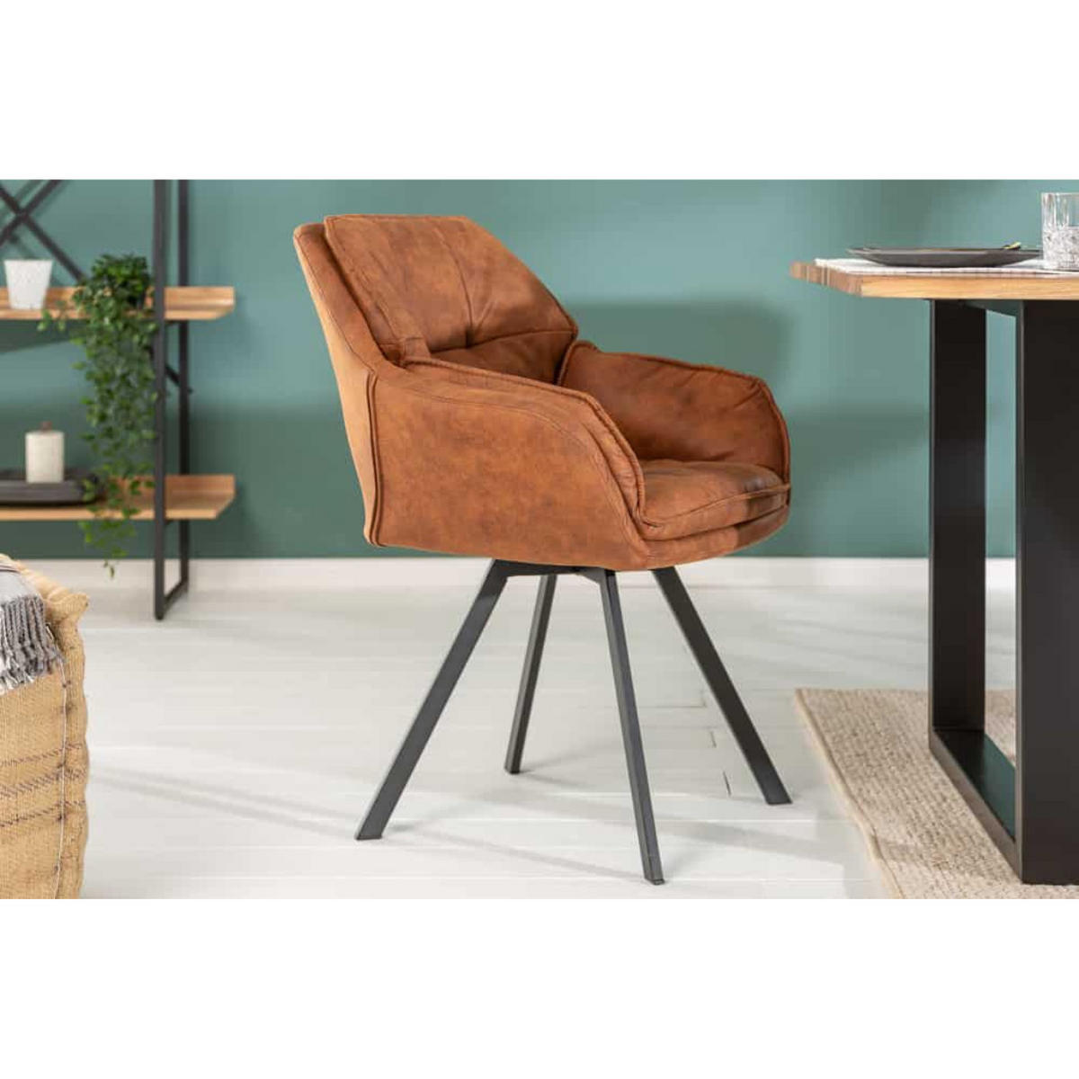 ARMLEHNSTUHL MR. LOUNGER Microfaser Hellbraun, Schwarz - Hellbraun/Schwarz, Textil/Metall (63/85/62cm) - riess-ambiente