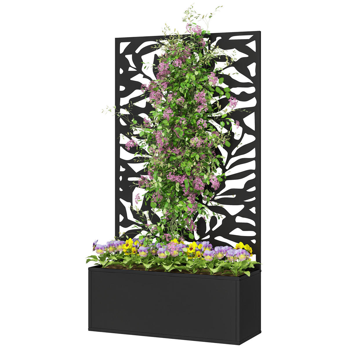 HOCHBEET DE-12183 mit Sichtschein 61/23/113 cm, 29 l Schwarz - Schwarz, Metall (61/113/23cm) - ComfortXL