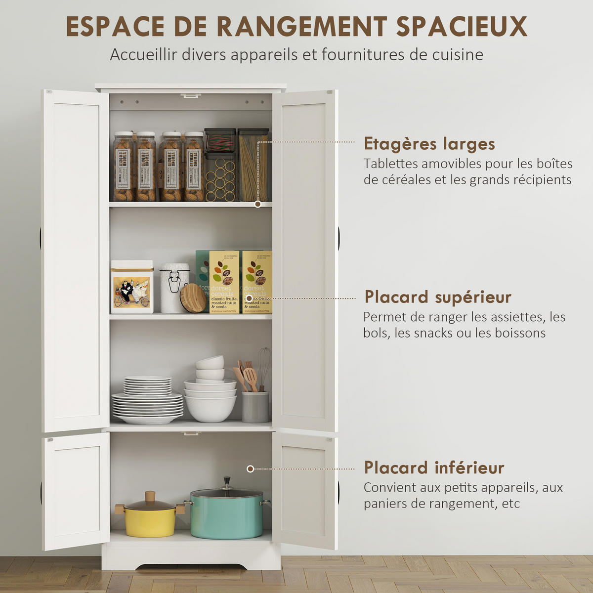 HIGHBOARD DE-11320 3 verstellbare Böden & 2 Türen Weiß - Weiß, Holzwerkstoff (30/153/60cm) - ComfortXL