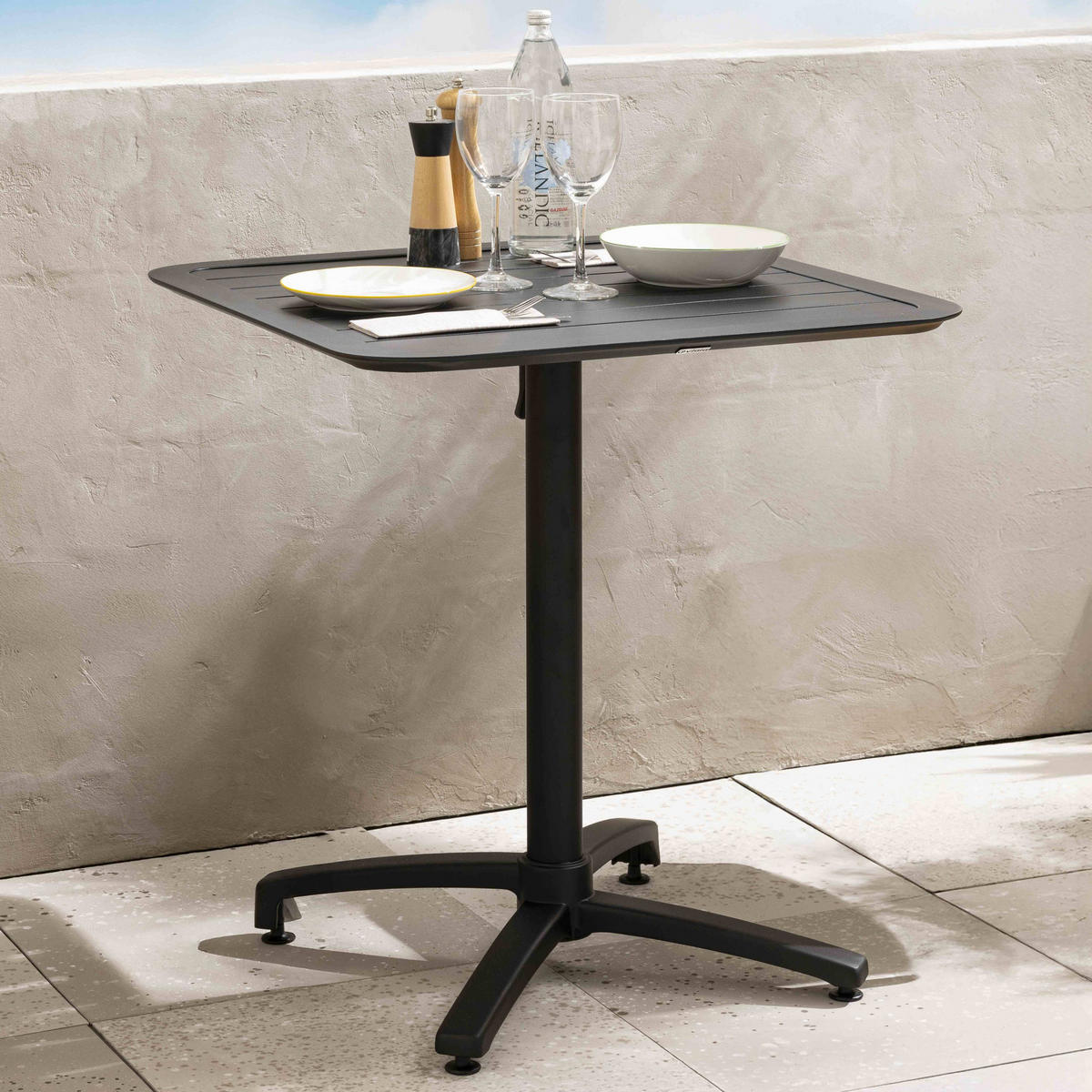 TISCHPLATTE 60 x 60 cm, Schwarz - Schwarz, Metall (60/60/2cm) - Oviala