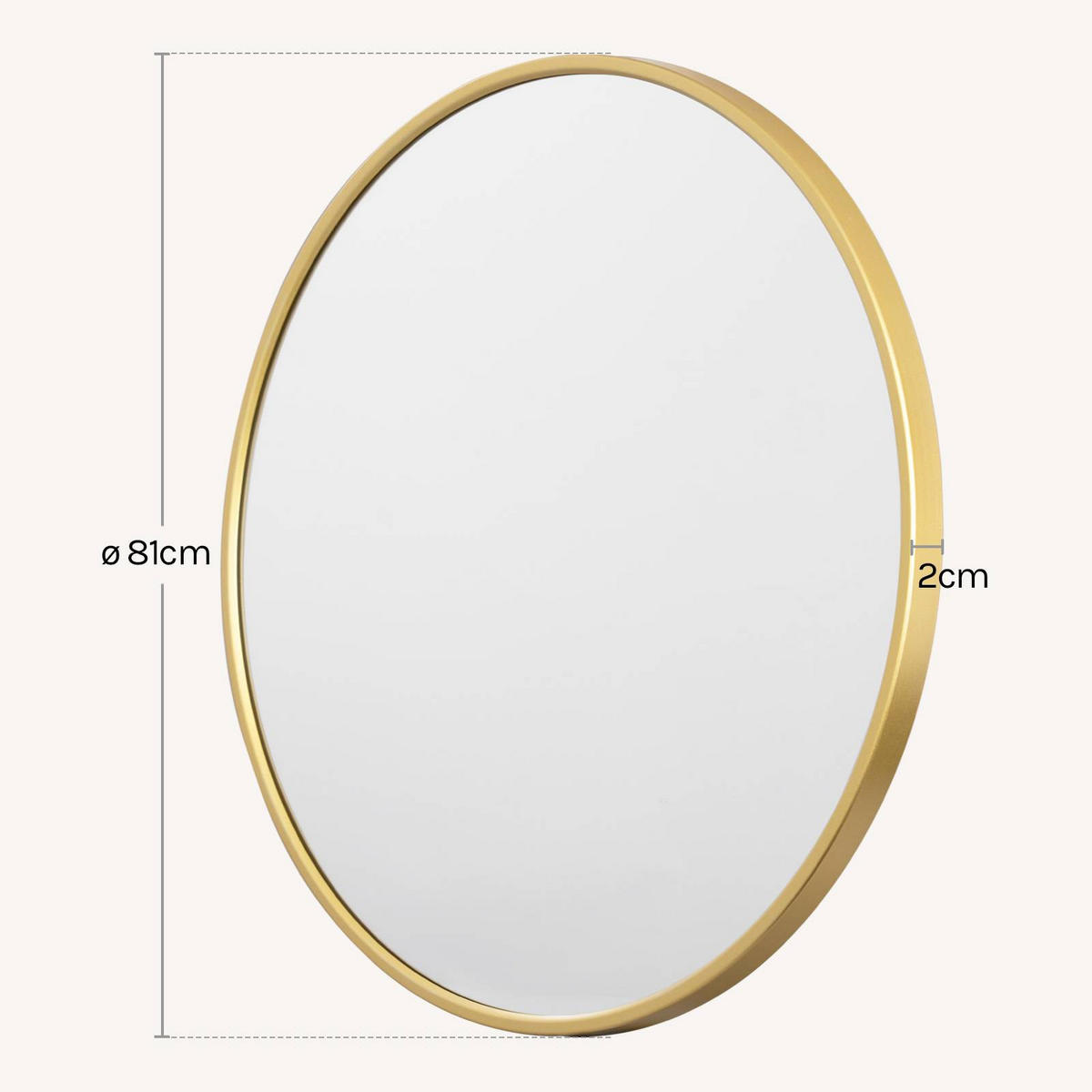 WANDSPIEGEL rund, φ 81cm, Golden - Goldfarben, Glas/Holzwerkstoff (81/81/2cm) - Woltu