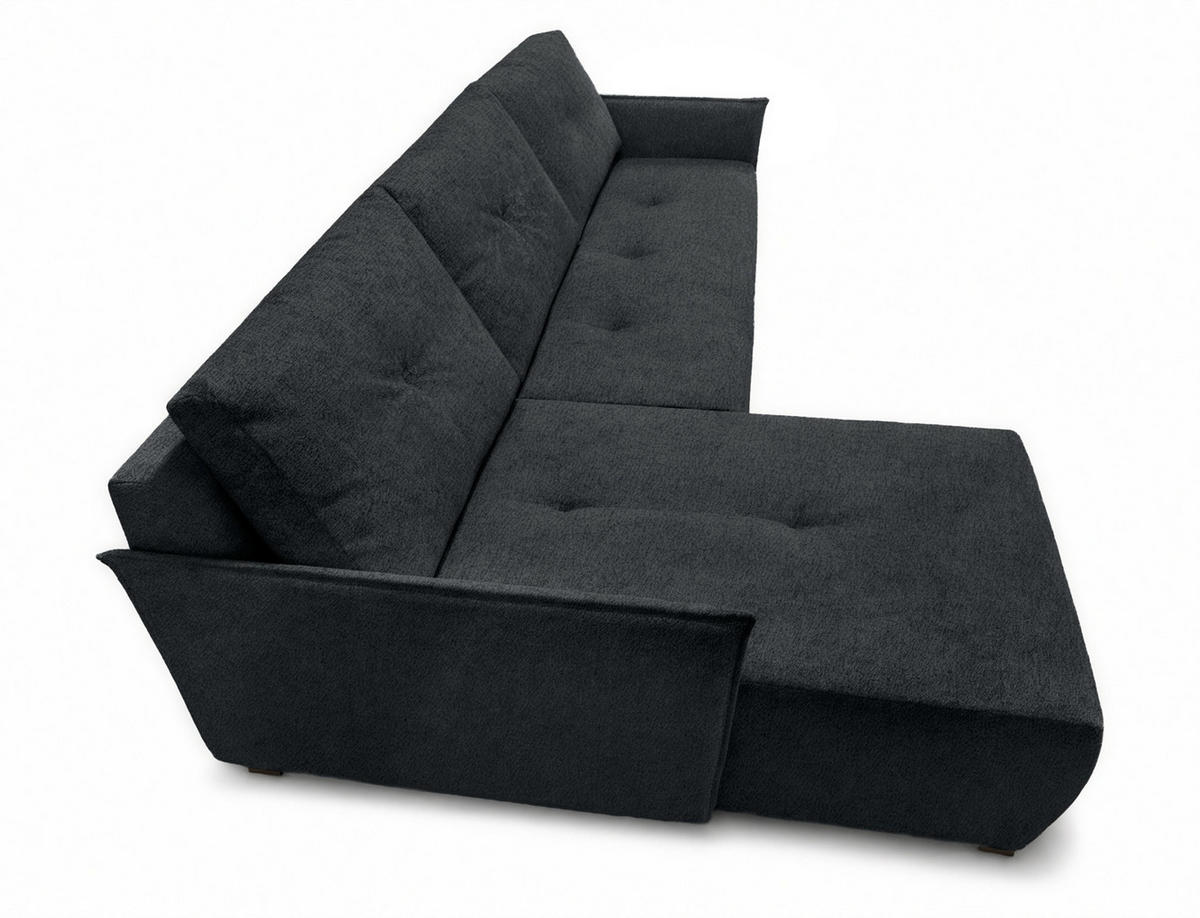 ECKSOFA L Form Damascus Schwarz 212/143/88 cm Links mit Schlaffunktion - Schwarz, Kunststoff/Textil (143/212cm) - AX Living