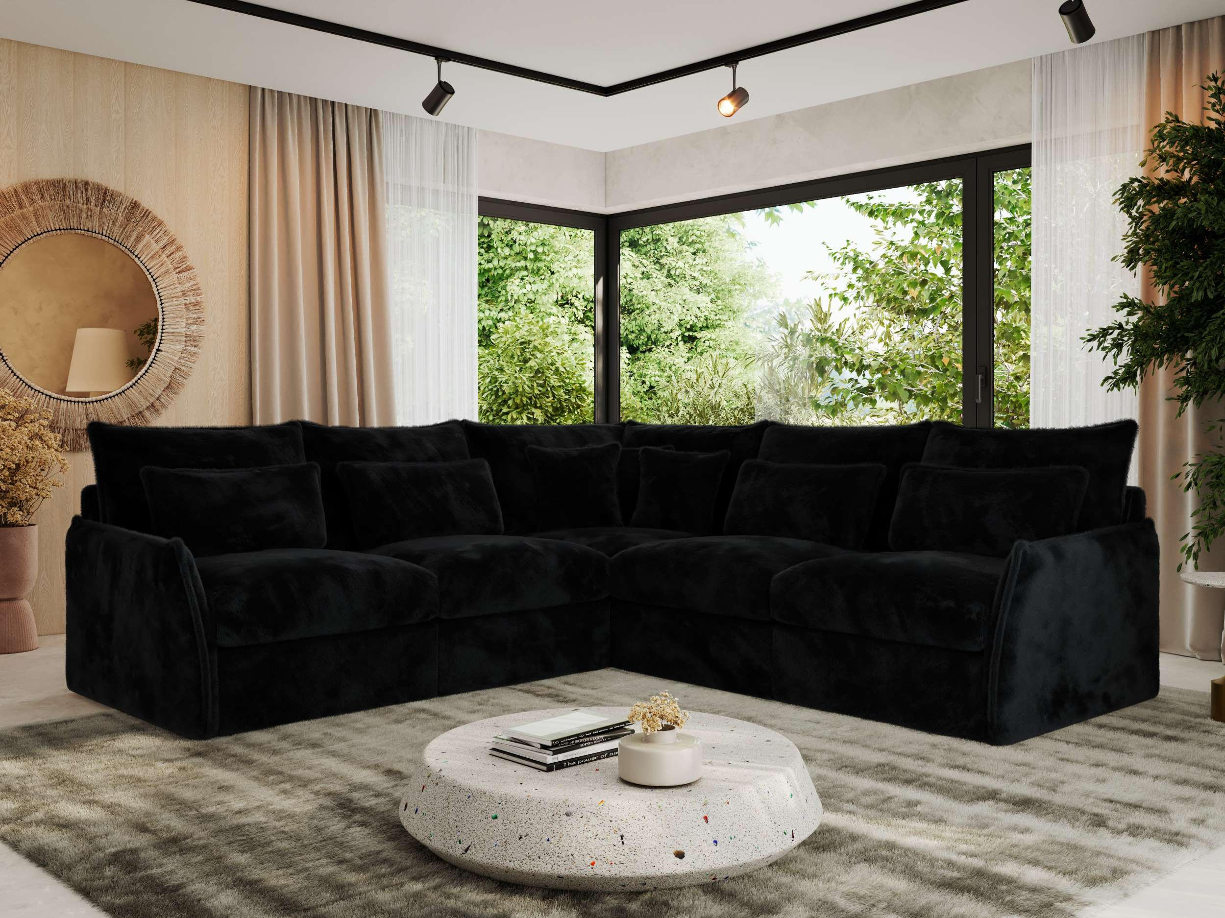 ECKSOFA VERSO L Schwarz Plüsch - Schwarz, Kunststoff/Textil (270/270cm) - MKS