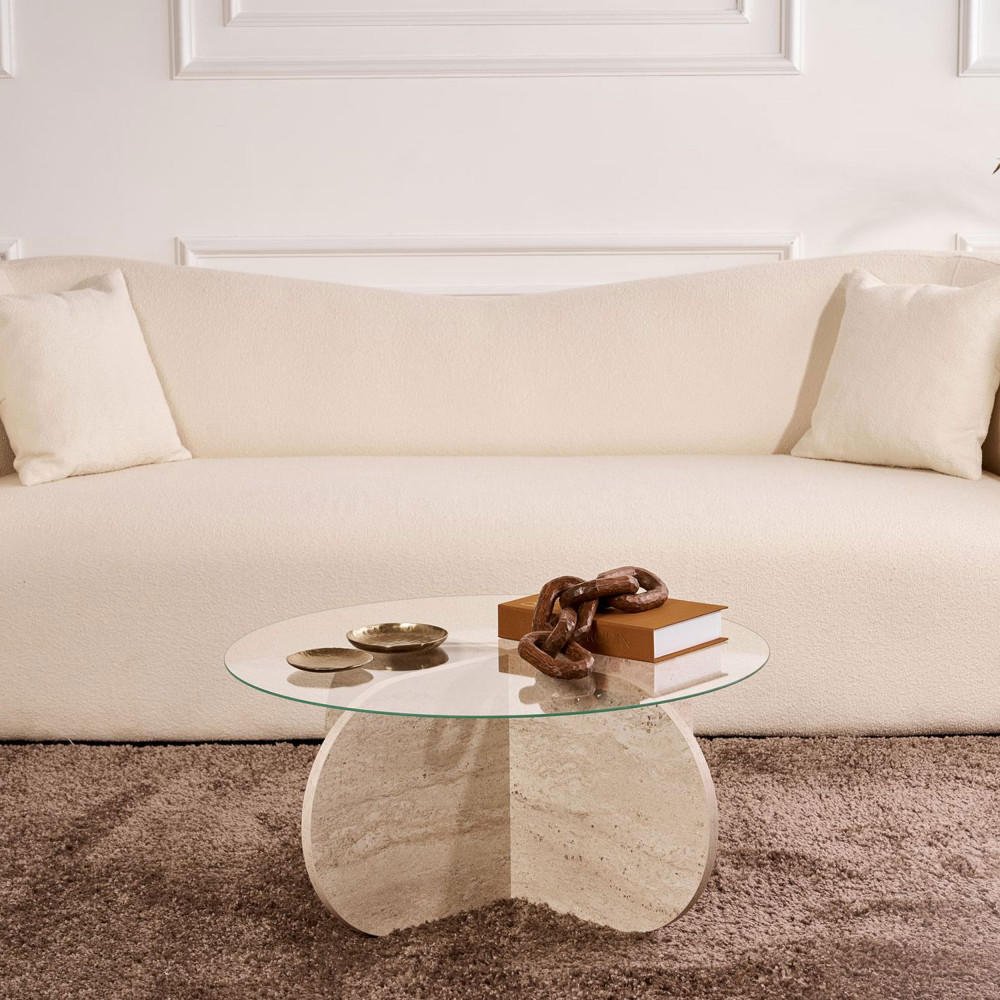 COUCHTISCH - Glas - Beige - Beige, Glas (75/75/35cm) - Drawer