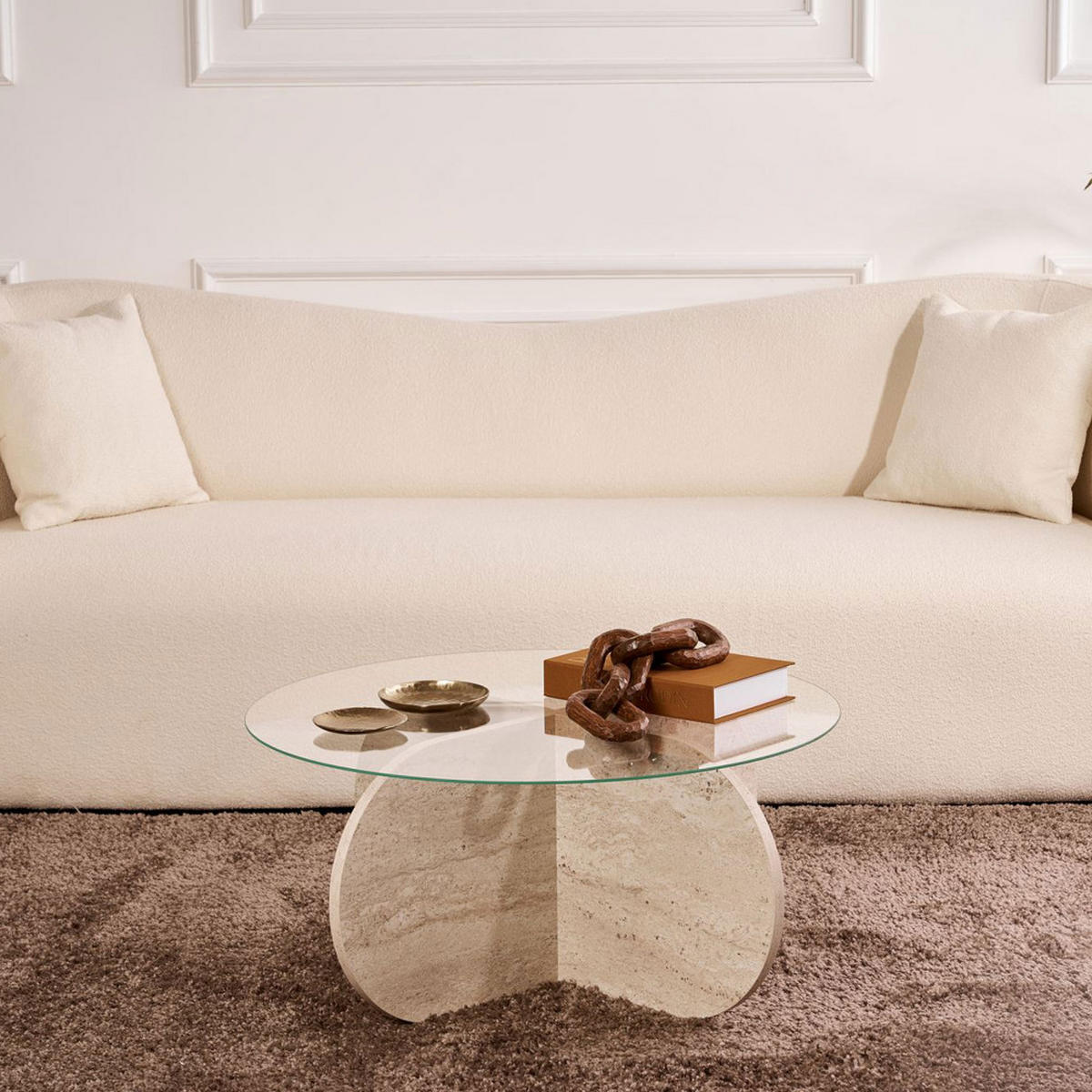 COUCHTISCH - Glas - Beige - Beige, Glas (75/75/35cm) - Drawer