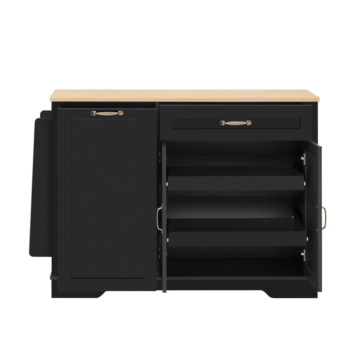 KÜCHENINSEL 115/40/87 cm schwarz mit ausziehbaren Schubladen - Schwarz, Holzwerkstoff (115/87/40cm) - OKWISH