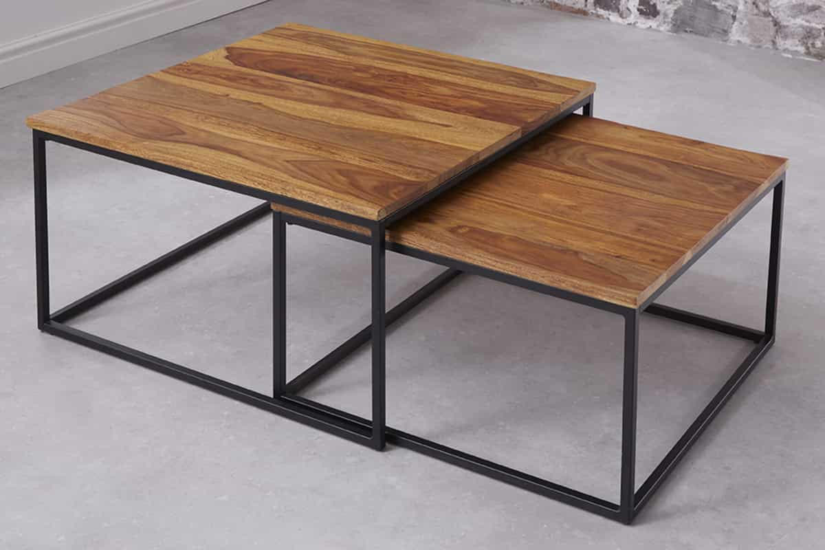 COUCHTISCH ELEMENTS Sheesham rechteckig Natur 75cm - Braun, Holz/Metall (75/75/40cm) - riess-ambiente