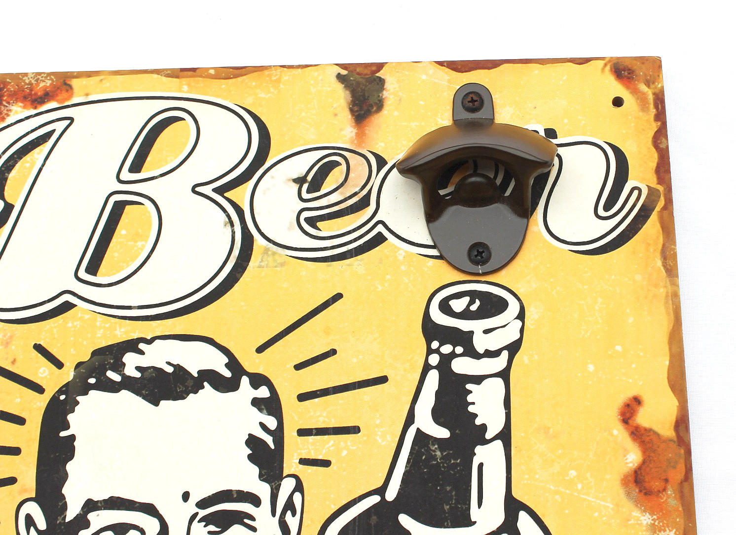 WANDBILD Beer mit Flaschenöffner 40 cm Gelb - Gelb, Holz (1cm) - DanDiBo