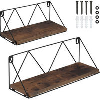 WANDREGAL 2er Set Rockport,Tiefe 13 cm,Industrial Holz dunkel,rustikal - Rostfarben, Holzwerkstoff (13/14.5/41cm) - tectake