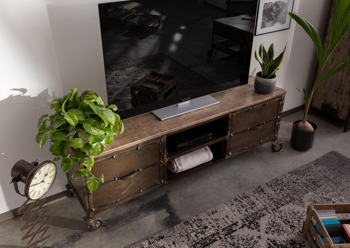 TV-BOARD Mango 170x40x60 braun lackeirt HEAVY INDUSTRY #233 - Braun, Holz (170/60/40cm) - Massivmoebel24