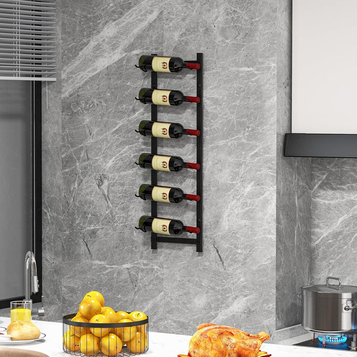 WEINREGAL Schwarz - Schwarz, Metall (22/73/14cm) - COSTWAY