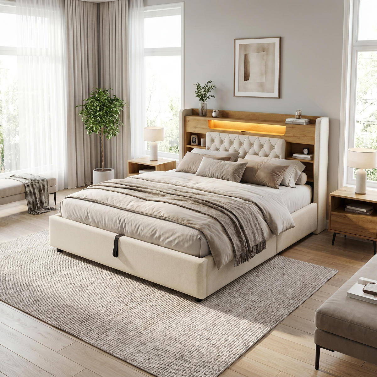 PAT SUPRAETAJAT METALIC 140x200 pat pentru copii alb - bej, material textil (140/190cm) - Urban Meuble