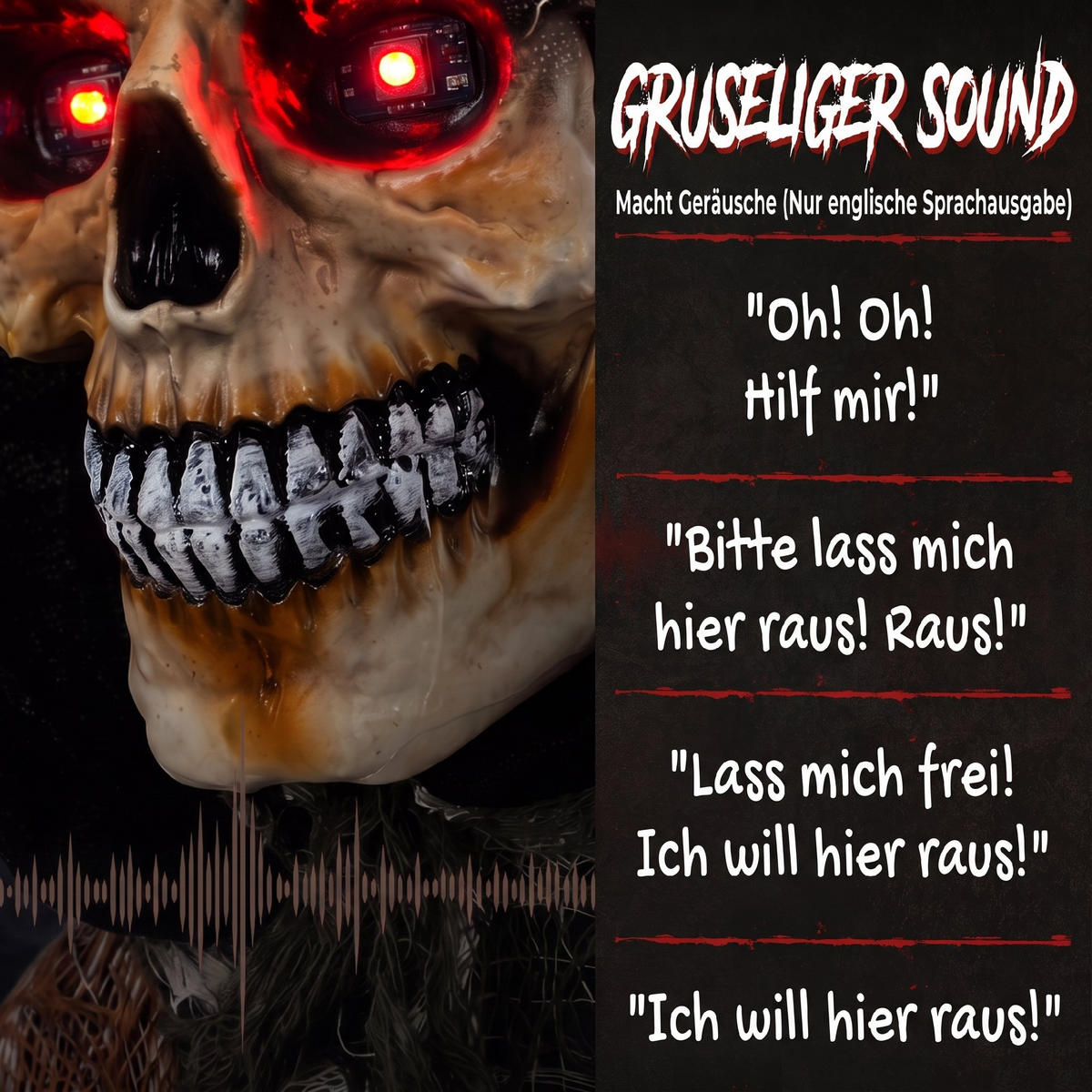ANIMIERTE-HALLOWEEN-DEKORATION Metall Polyester Schwarz - Schwarz, Kunststoff (18/170/70cm) - HOMCOM