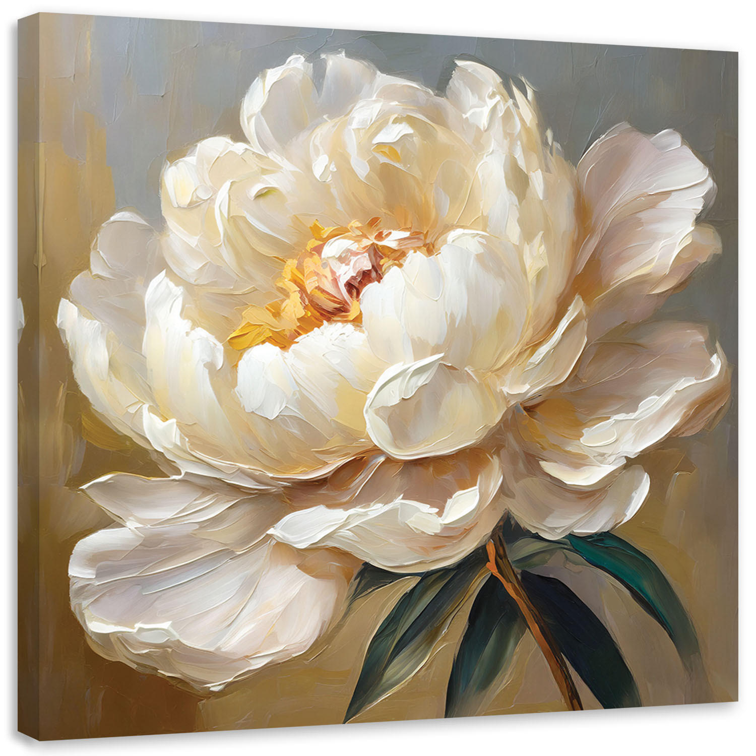 WANDBILD öl pfingstrose gedruckt auf leinwand - Beige, Textil (30/30cm) - Feeby