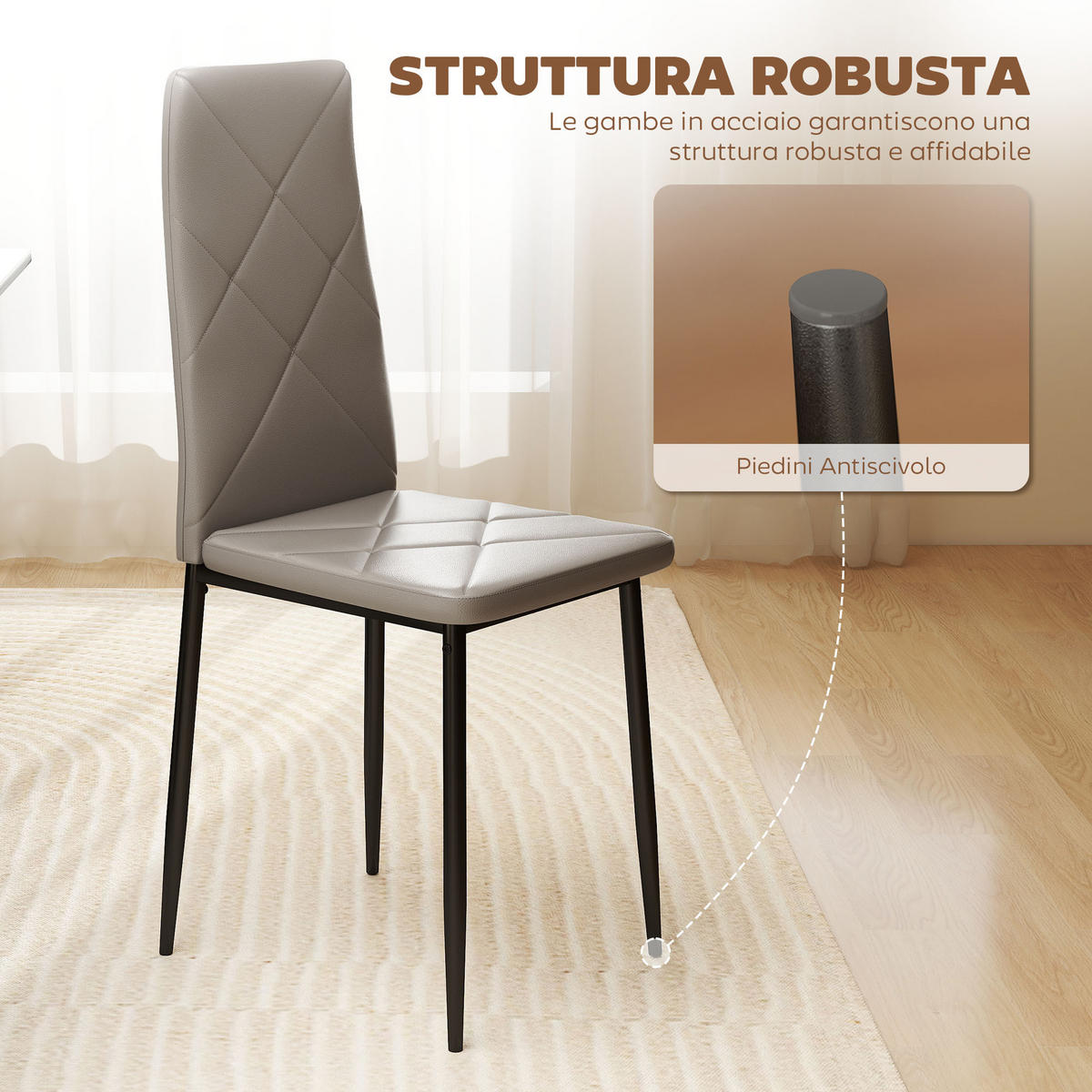 STÜHLE Grau 6 Stück - Grau, Leder (41/97/50cm) - GiPP