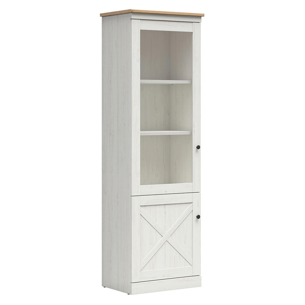 VITRINE Victoria Weiß und Holz - Weiß, Holzwerkstoff (63/201/43cm) - Petits-meubles