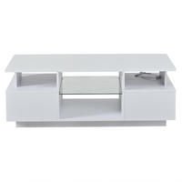 KONFERENČNÍ stolek z dřevotřísky, 100/50/36 cm bílý, s LED osvětlením a 2 zásuvkami - bílá, kompozitní dřevo (100/50/36cm) - BEAOK