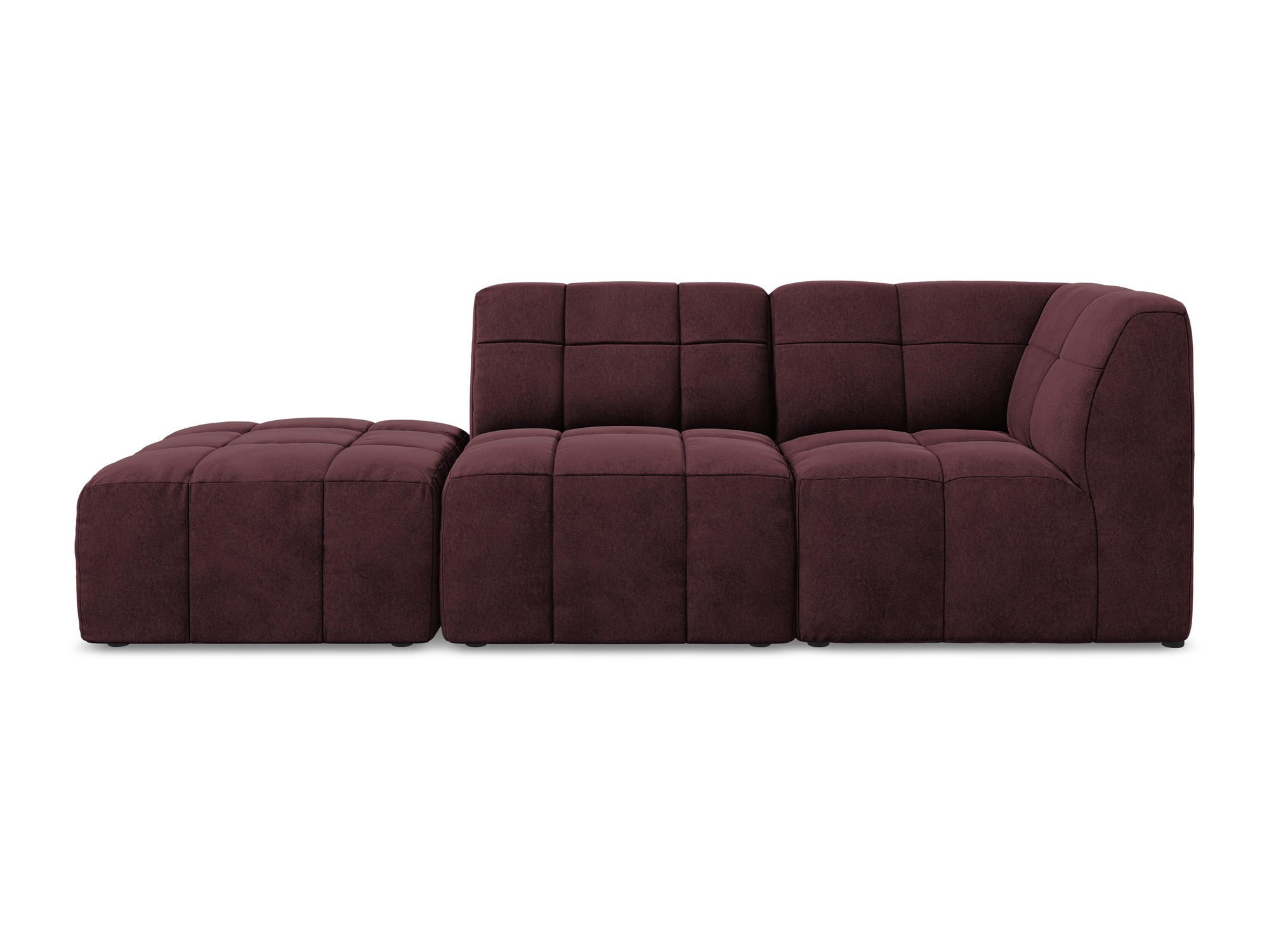 ECKSOFA Links Samt Stoff Rot - Weinrot/Schwarz, Holzwerkstoff/Kunststoff (240/90cm) - Makamii