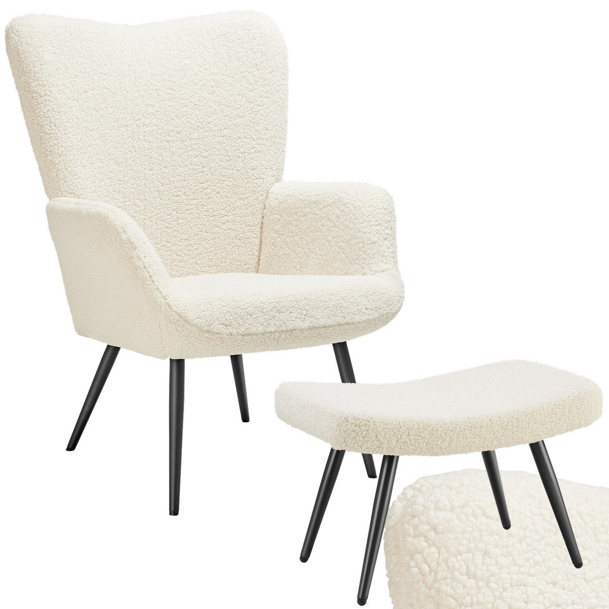 SESSEL Hygge,72 x 76 x 100,5 cm,Bouclé creme/gold - Goldfarben/Creme, Kunststoff (72/100.5/76cm) - tectake