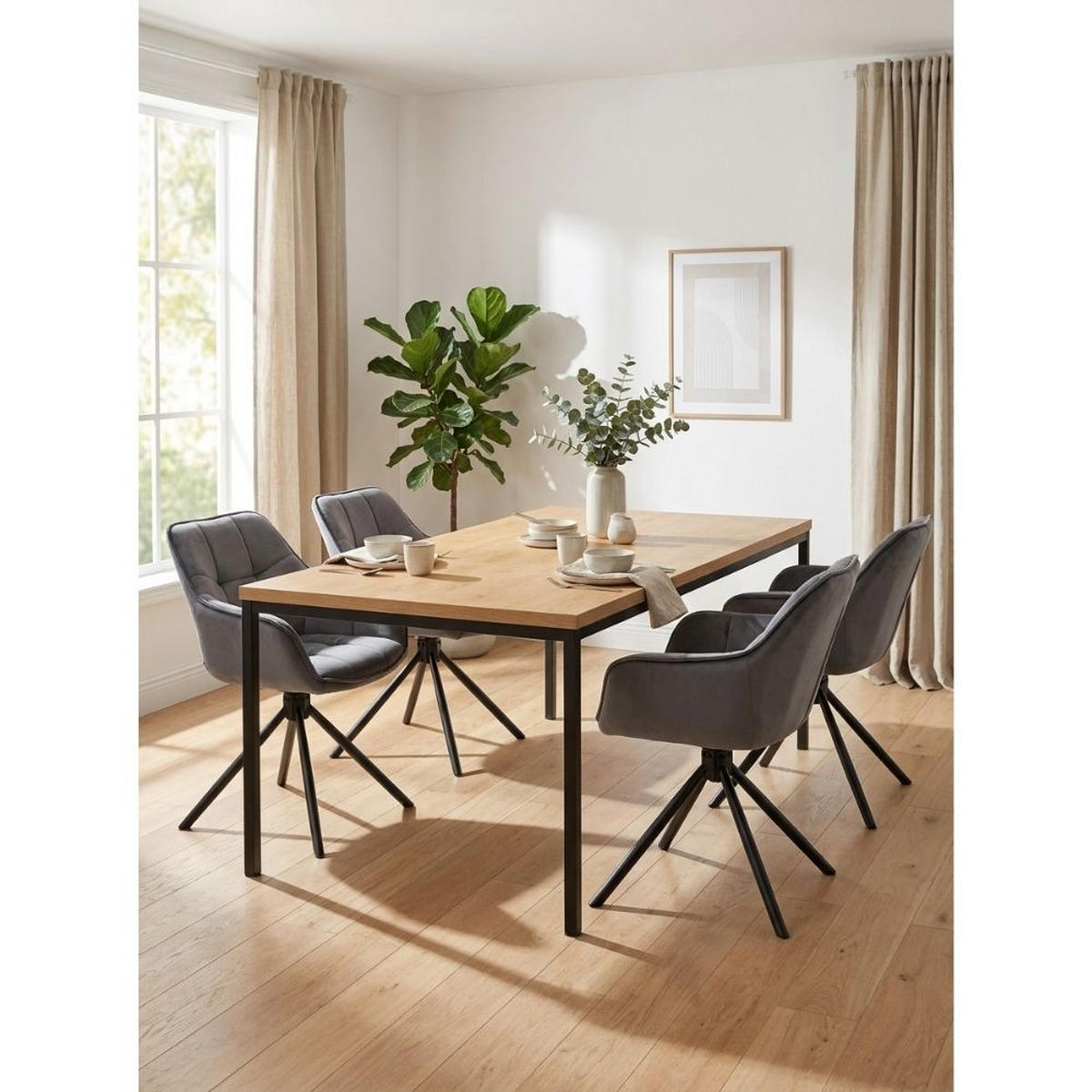 DREHSTUHL Drehsessel Samt mit Armlehne, 180° drehbar, 1 Stück, Beige - Beige/Schwarz, Metall (58/82/60cm) - AN Furniture Store