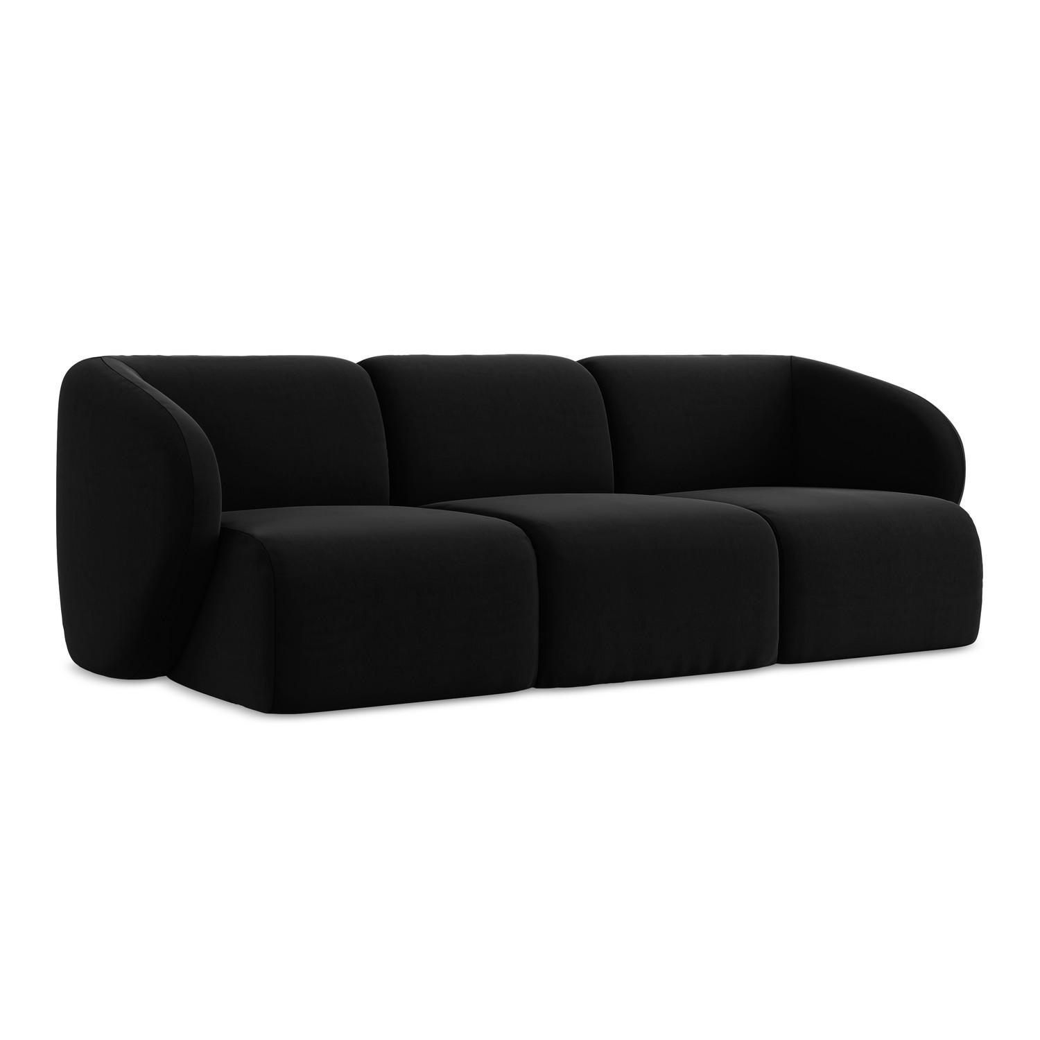 3-SITZER SOFA Samt Stoff Schwarz - Schwarz, Holzwerkstoff/Kunststoff (244/75/94cm) - LaMiaSofa