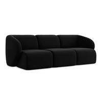 3-SITZER SOFA Samt Stoff Schwarz - Schwarz, Holzwerkstoff/Kunststoff (244/75/94cm) - LaMiaSofa