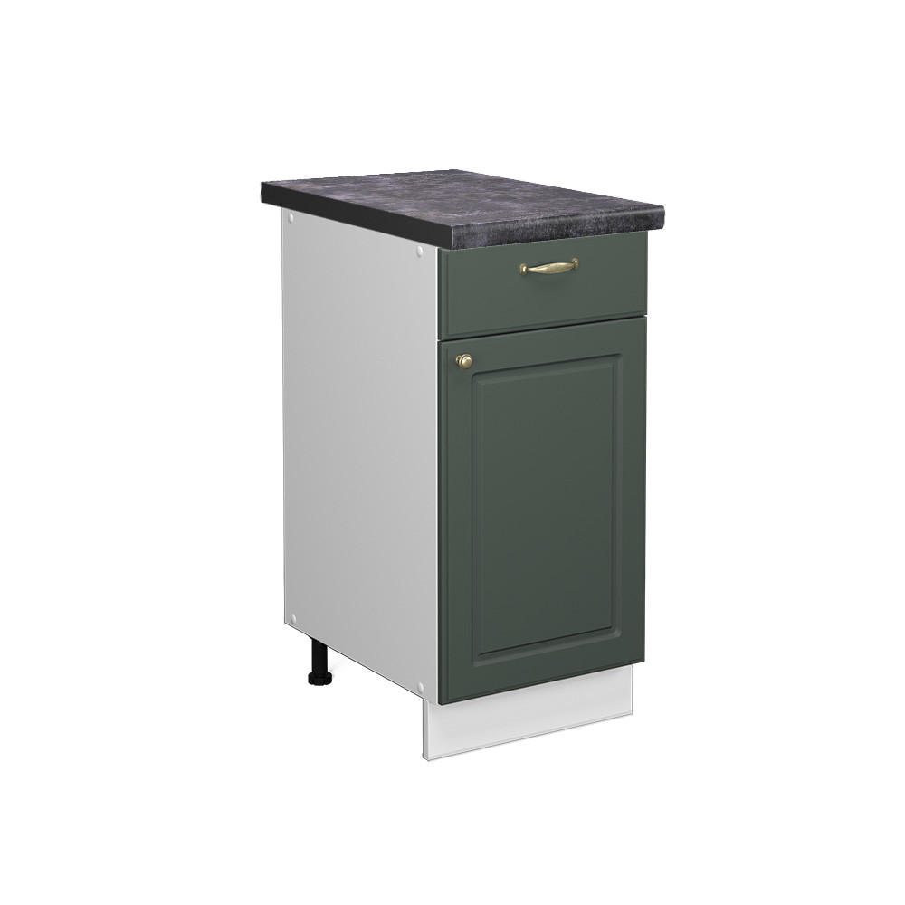 KÜCHENUNTERSCHRANK Fame-Line Grün-Gold Landhaus 40 cm, AP Anthrazit - Weiß/Grün, Holzwerkstoff (40/82/60cm) - Vicco