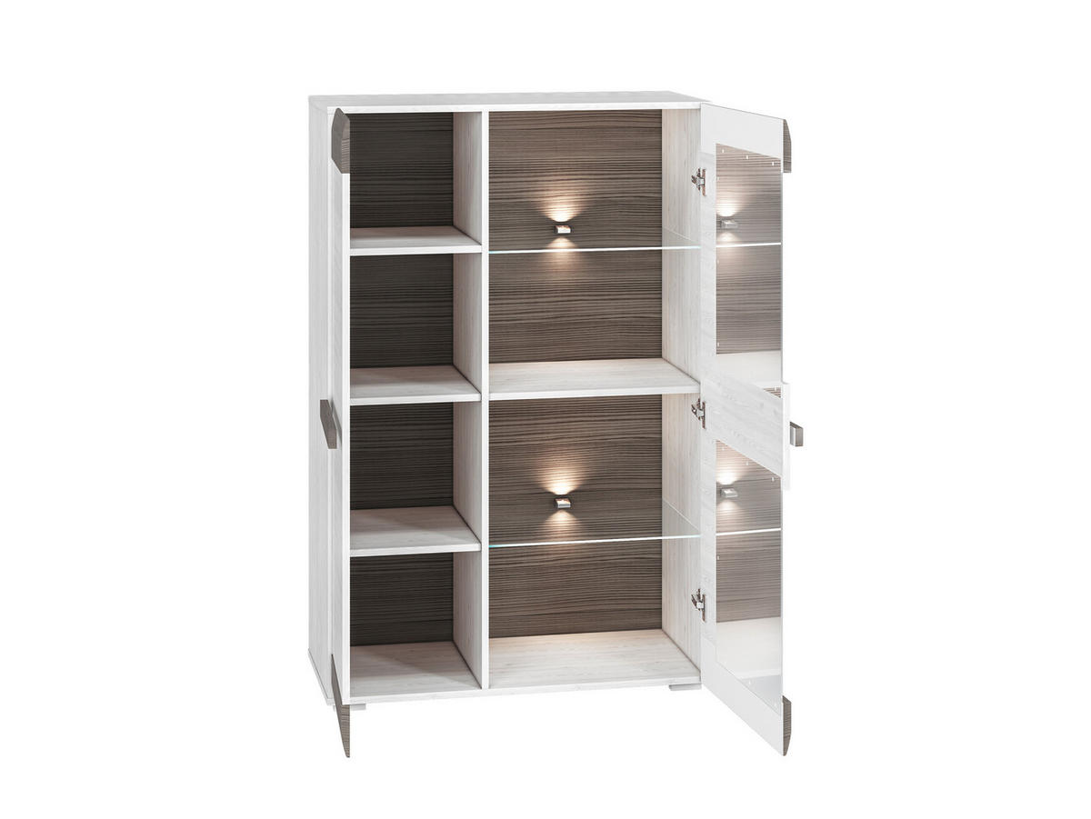 HIGHBOARD Blanco Pinie weiß / grau 92 / 42 / 140cm - Weiß, Holz/Holzwerkstoff (92/140/42cm) - Feldmann-Wohnen