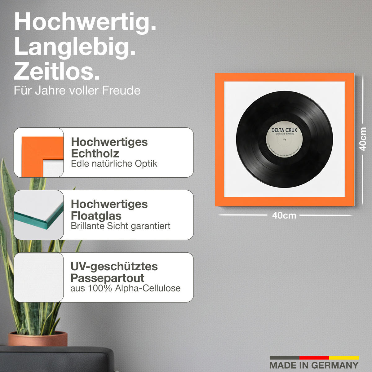VINYL BILDERRAHMEN 40/40 2er Set - Orange, Holz (40/40cm) - K-Möbel