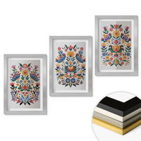 WANDBILDER 3er Set - 20x30 cm Silberner Rahmen - Blumenmuster in intensiven Farben - Silberfarben, Kunststoff (20/30cm) - ArtPrintCave