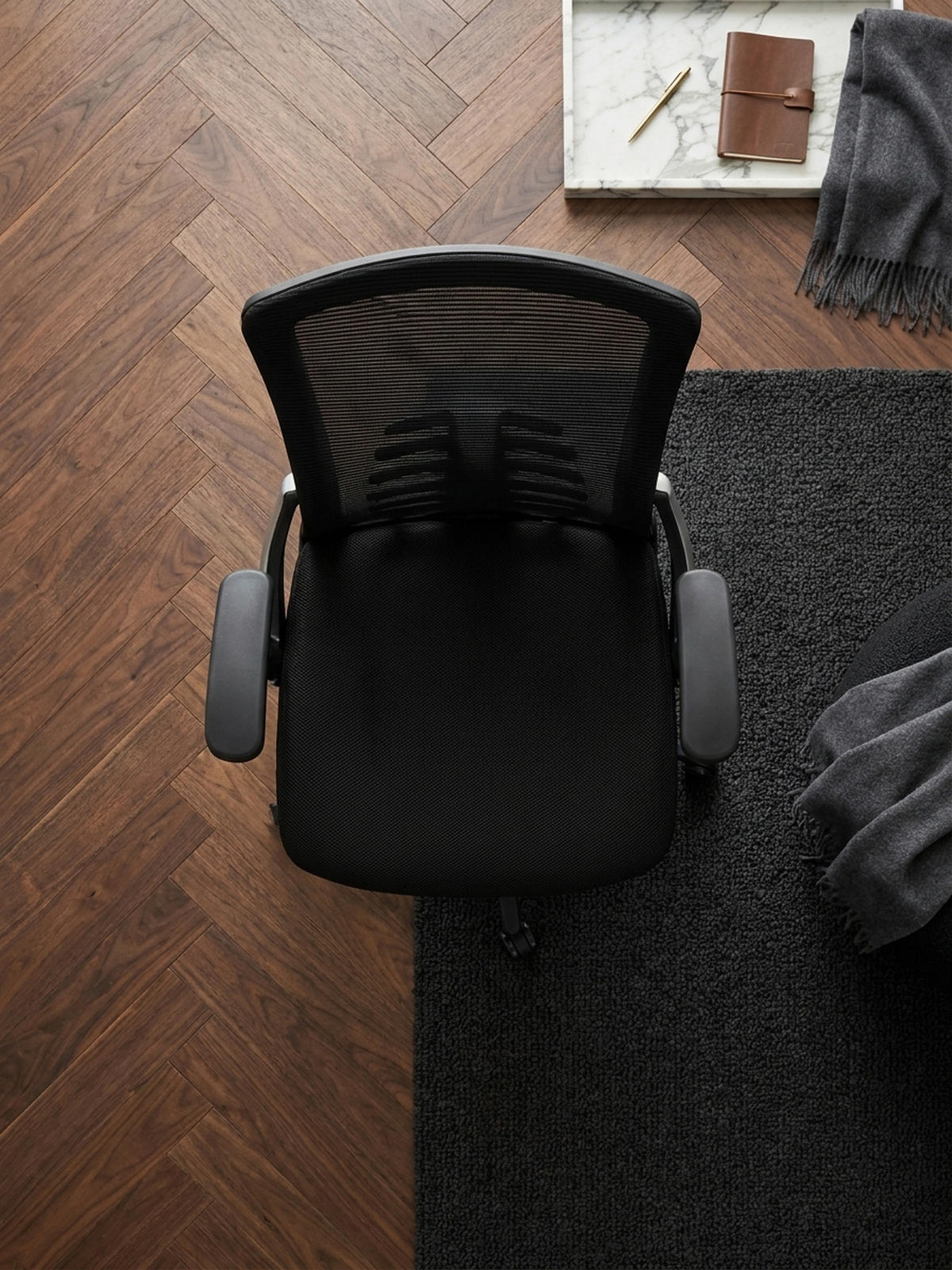BÜRODREHSTUHL Schwarz Mesh mit Wippmechanik, 4-fach Lordosenstütze und Höhenverstellung ATLAS - Schwarz, Kunststoff/Textil (65/104/65cm) - KADIMA DESIGN