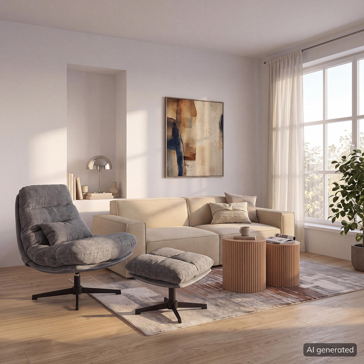 RELAXSESSEL - Chenille - Schwarz/Grau, Textil/Metall (84/88/94cm) - home24