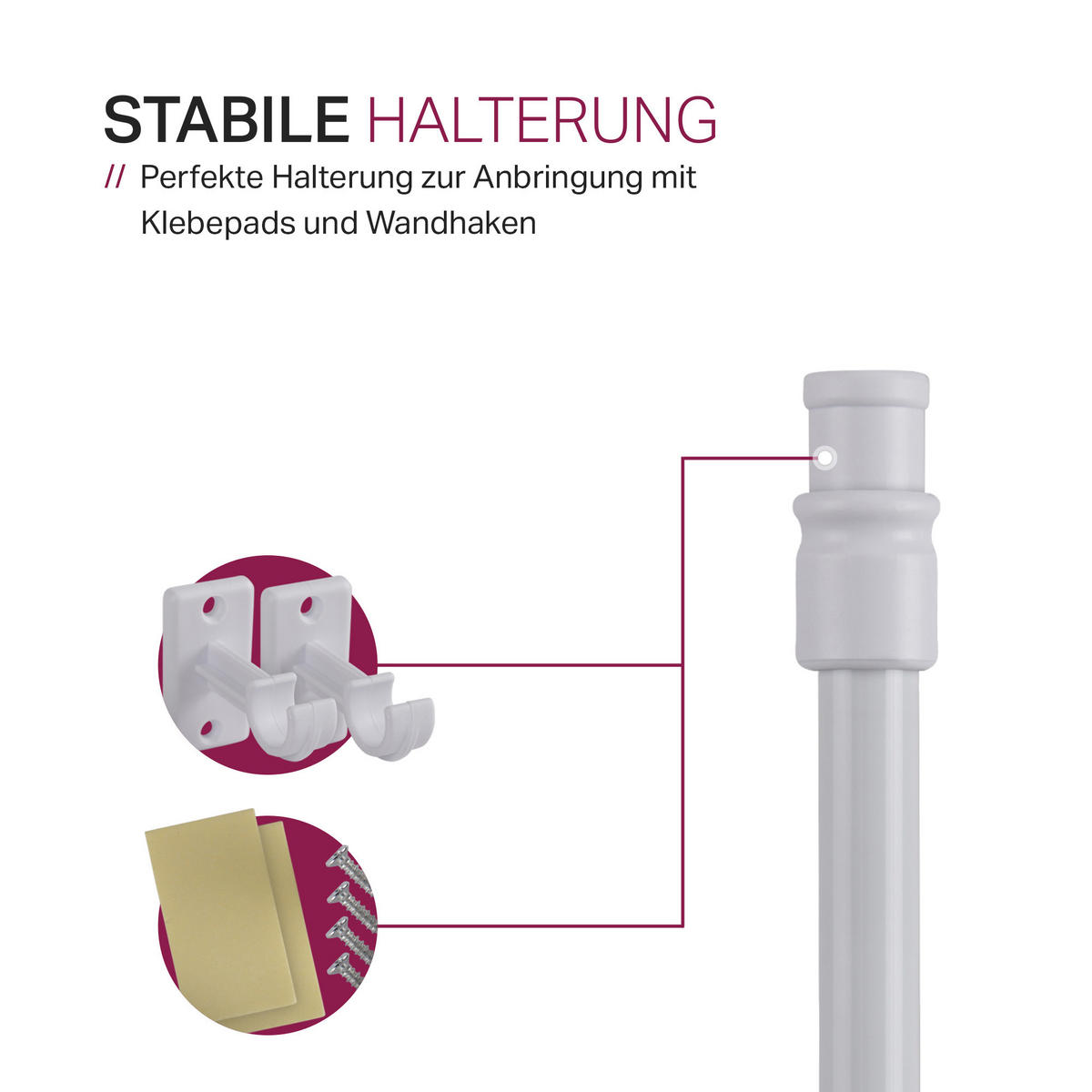 GARDINENSTANGE Perlweiß 75-125 cm - Weiß, Metall (75cm) - Bestlivings