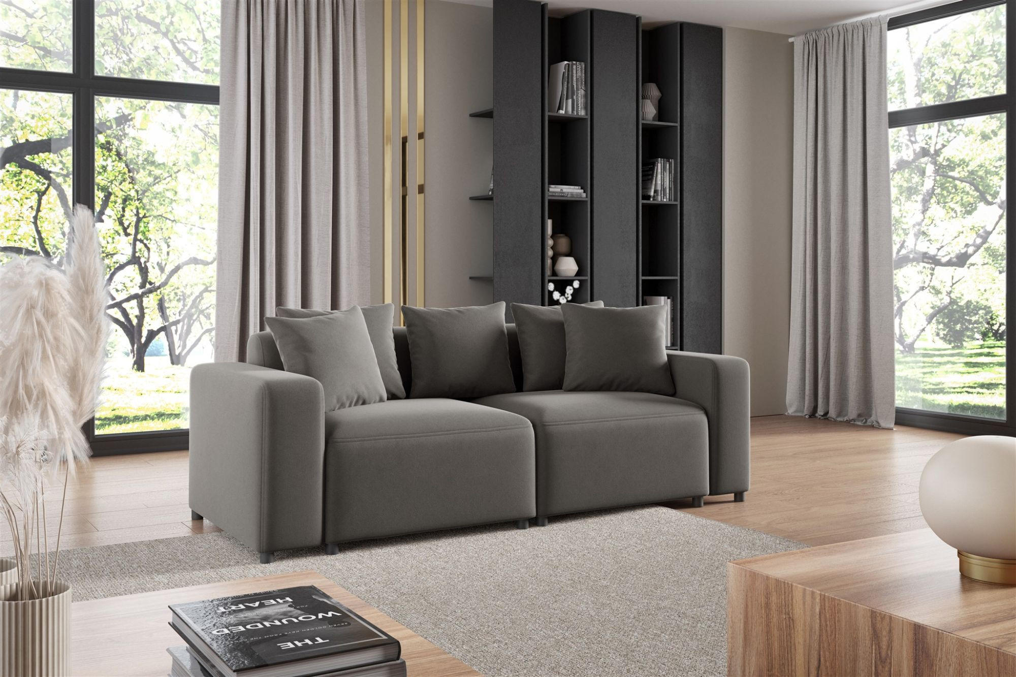 SOFA Megan 2-sitzer In Salvador - Grau, Holzwerkstoff/Textil (236/75/98cm) - Fun Möbel
