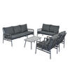 GARTENSET 7-Sitzer Grau PE-Rattan Mit Waschbaren Kissen - Grau, Metall - FLIEKS