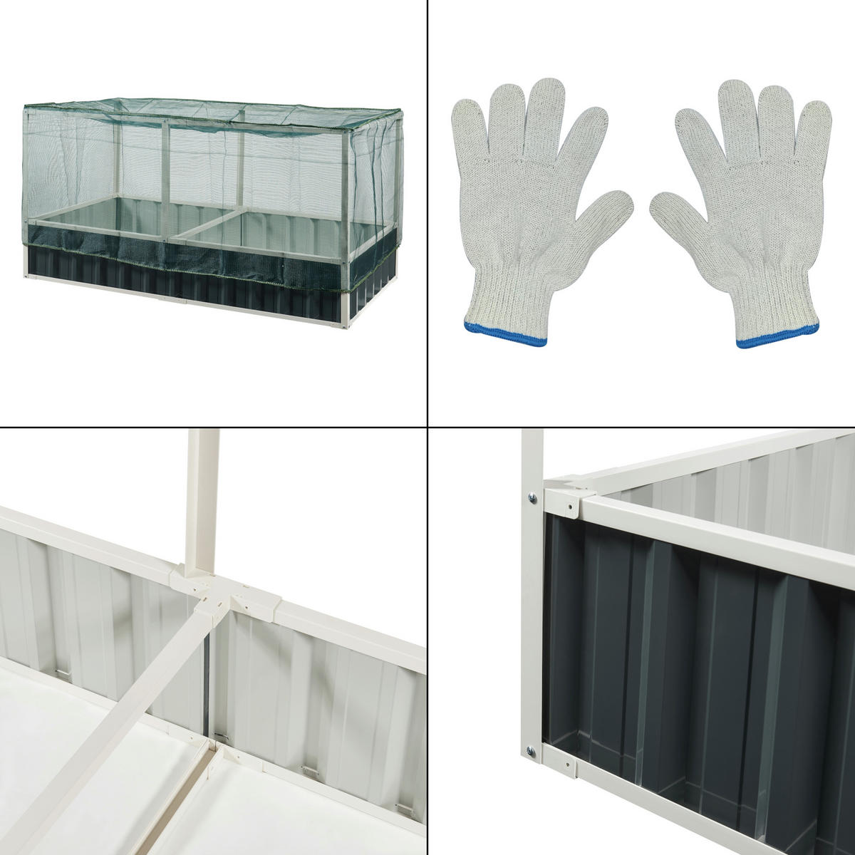 HOCHBEET Alblasserdam mit Netz - Anthrazit, Metall (174/88/90cm) - [en.casa]