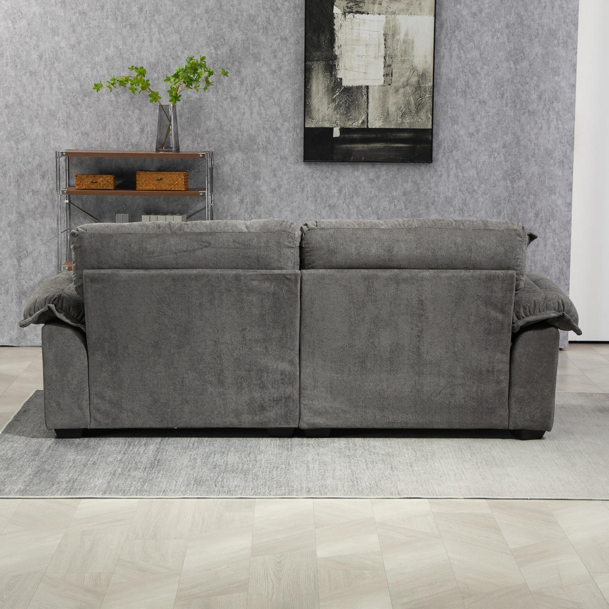2-SITZER Sofa Chenille Polster mit tiefem Sitz, Doppelschichtkissen 213,4/90,1/87,6 cm Grau - Grau, Textil (90.1/87.6/213.4cm) - Redom