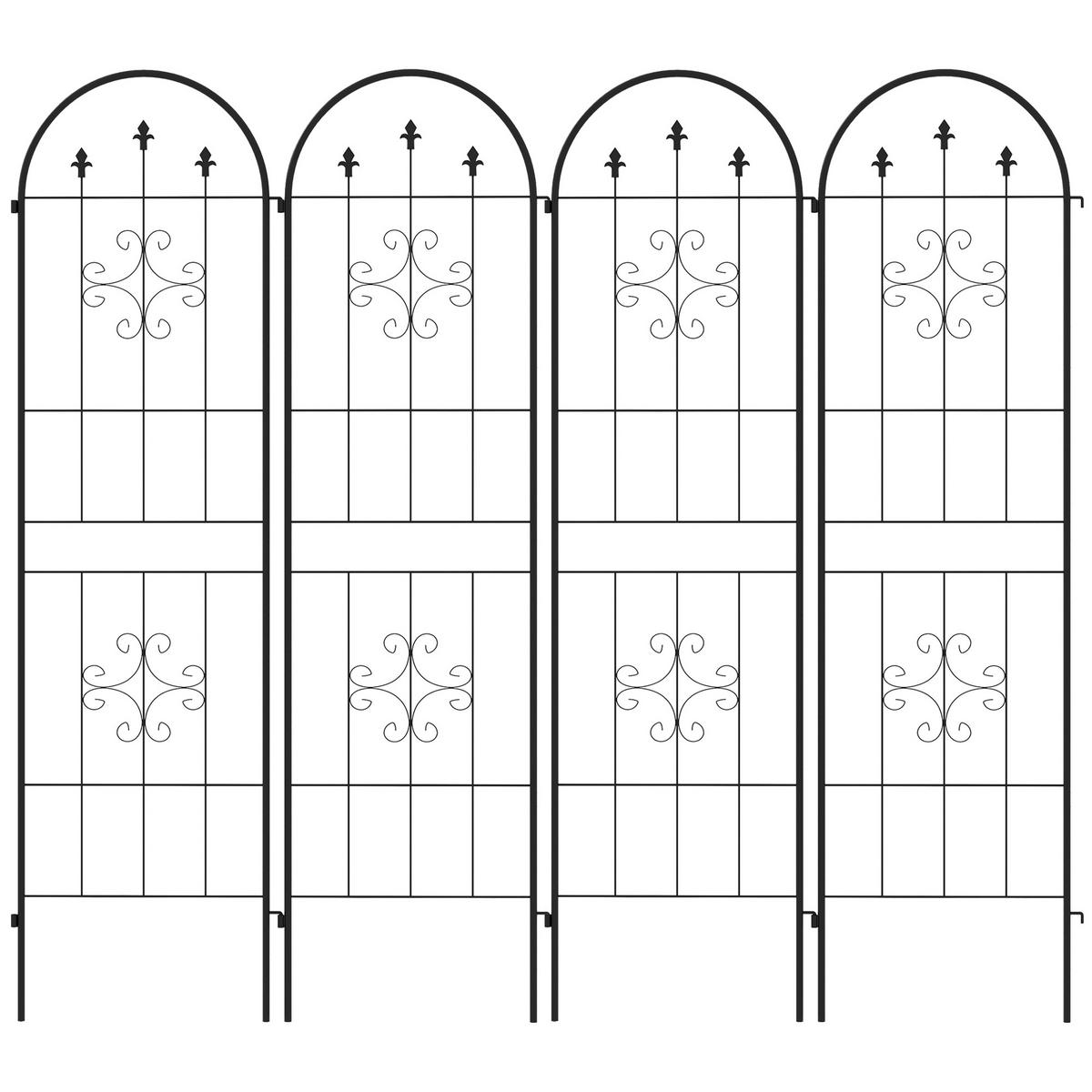 RANKGITTER DE-18328 4er-Set für Kletterpflanzen, 180 cm hoch Schwarz - Schwarz, Metall (1/180/50cm) - ComfortXL