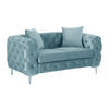 CHESTERFIELD-SOFA 2-Sitzer - Samt - Pastellblau - EDWINA - Hellblau, Textil (162/76/91cm) - Vente-Unique