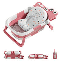 BABYBADEWANNE Faltbare mit Badekissen, Sitz & Thermometer, Rosa - Pink, Kunststoff (68/41cm) - Kaket