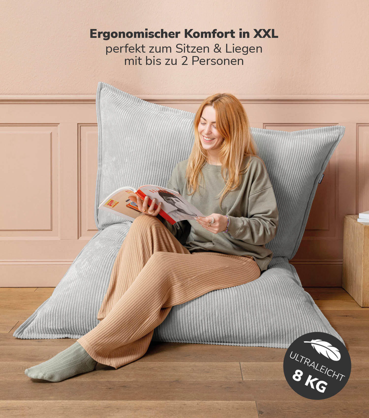 SITZSACK mit Cord Cover Der Große - Grau, Textil (130/20/170cm) - Mokebo