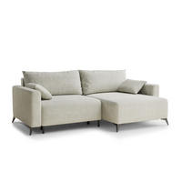 ECKSOFA MIT SCHLAFFUNKTION Leon Creme Webstoff - Creme/Schwarz, Holz/Holzwerkstoff (239/148cm) - Maison de Reve
