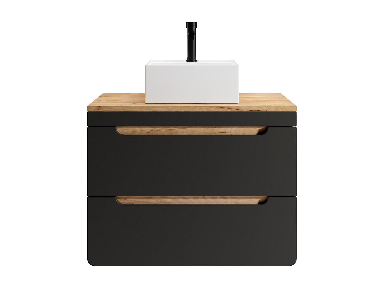 EINZELWASCHTISCH - 80 cm x 46 cm - Holz, Platte - Anthrazitgrau, Naturfarben Hell - ARUBA - Anthrazit/Naturfarben, Holz (80/59/46cm) - Vente-Unique