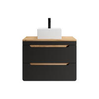 EINZELWASCHTISCH - 80 cm x 46 cm - Holz, Platte - Anthrazitgrau, Naturfarben Hell - ARUBA - Anthrazit/Naturfarben, Holz (80/59/46cm) - Vente-Unique