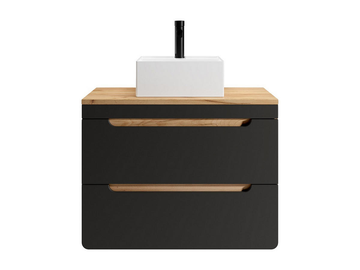 EINZELWASCHTISCH - 80cm x 46cm - Holzspan - anthrazitgrau, naturfarben hell - ARUBA - Anthrazit, Holz (80/59/46cm) - Vente-Unique