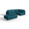 ECKSOFA MIT HOCKER Lorine Mikrofaser Blau - Blau/Hellbraun, Buchenholz/Textil (231/161cm) - S-Style Möbel