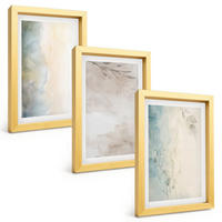 BILDER SET 3er Set - 20x30 cm Goldrahmen - Zarte Aquarellkartons - Goldfarben, Kunststoff (20/30cm) - TULUP