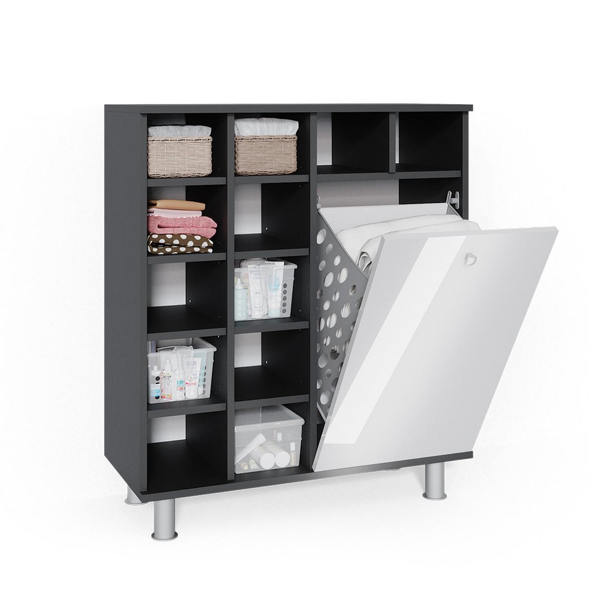 BADSCHRANK Fynn Weiß Hochglanz 78.4 x 91.6 cm - Weiß Hochglanz, Holzwerkstoff (78.4/91.6/34cm) - Vicco